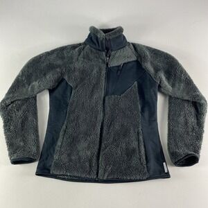 Columbia Fuzzy Jacket Women's Medium Green Black Full Zip Fleece Outdoor Ladies